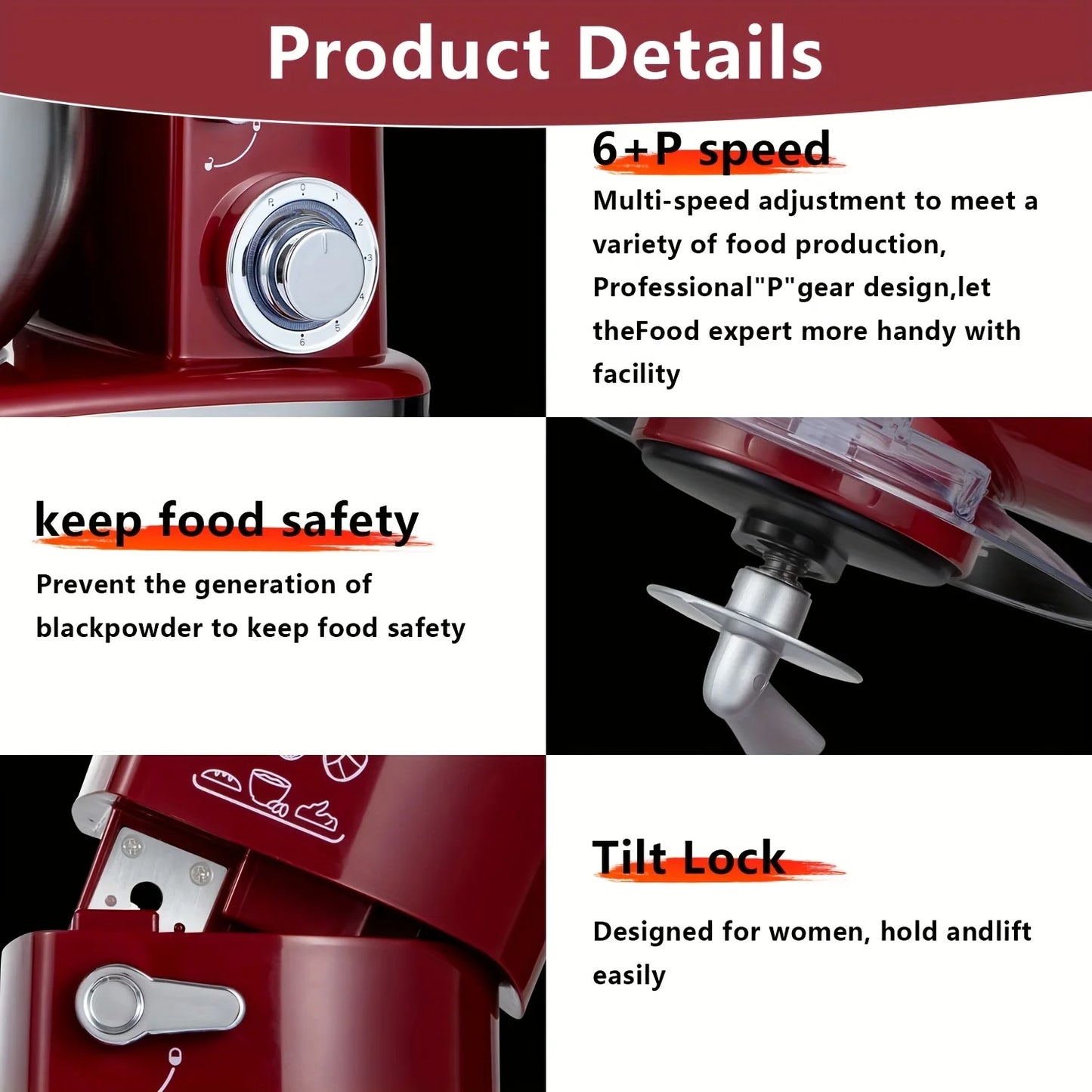 Electric Vertical Mixer 400W 6-Speed Pulse Button With Attachments