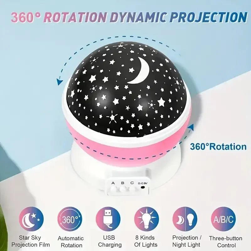 USB Starry Night Light Projector Moon Stars Nine Colors