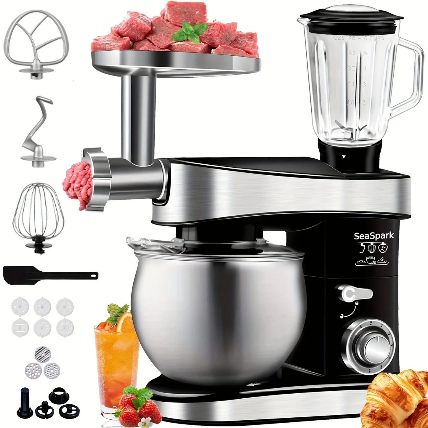 Electric Vertical Mixer 400W 6-Speed Pulse Button With Attachments