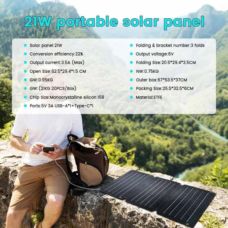 CTOLITY Portable Solar Panel Kit With MPPT 18V Foldable