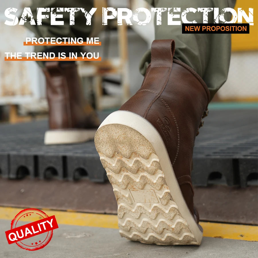 Two Layer Cowhide High Top Anti Smash Puncture Safety Boots