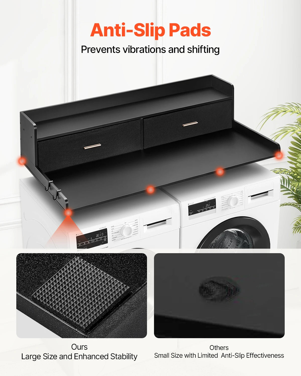 SucceBuy Washer Dryer Countertop Shelf With Drawer For Laundry