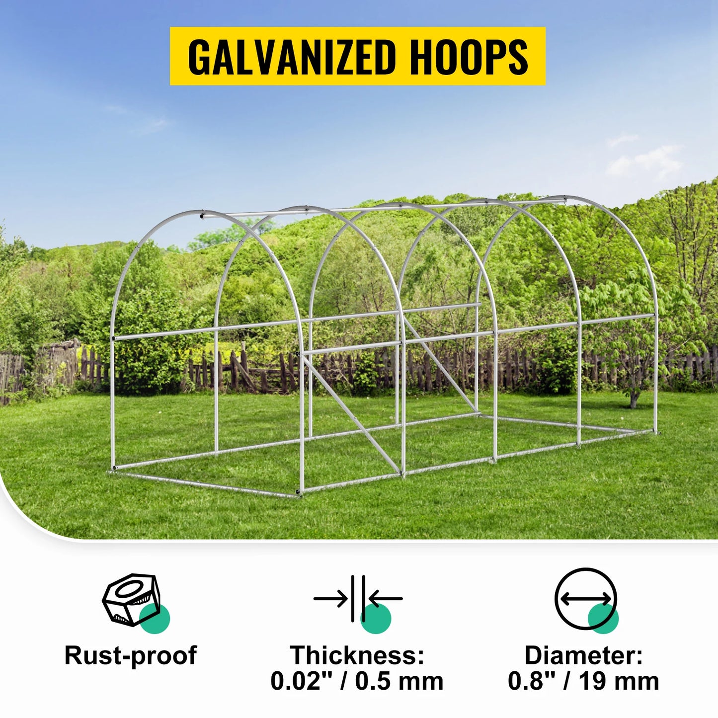 SucceBuy Walk In Tunnel Greenhouse Galvanized Frame And Waterproof Cover