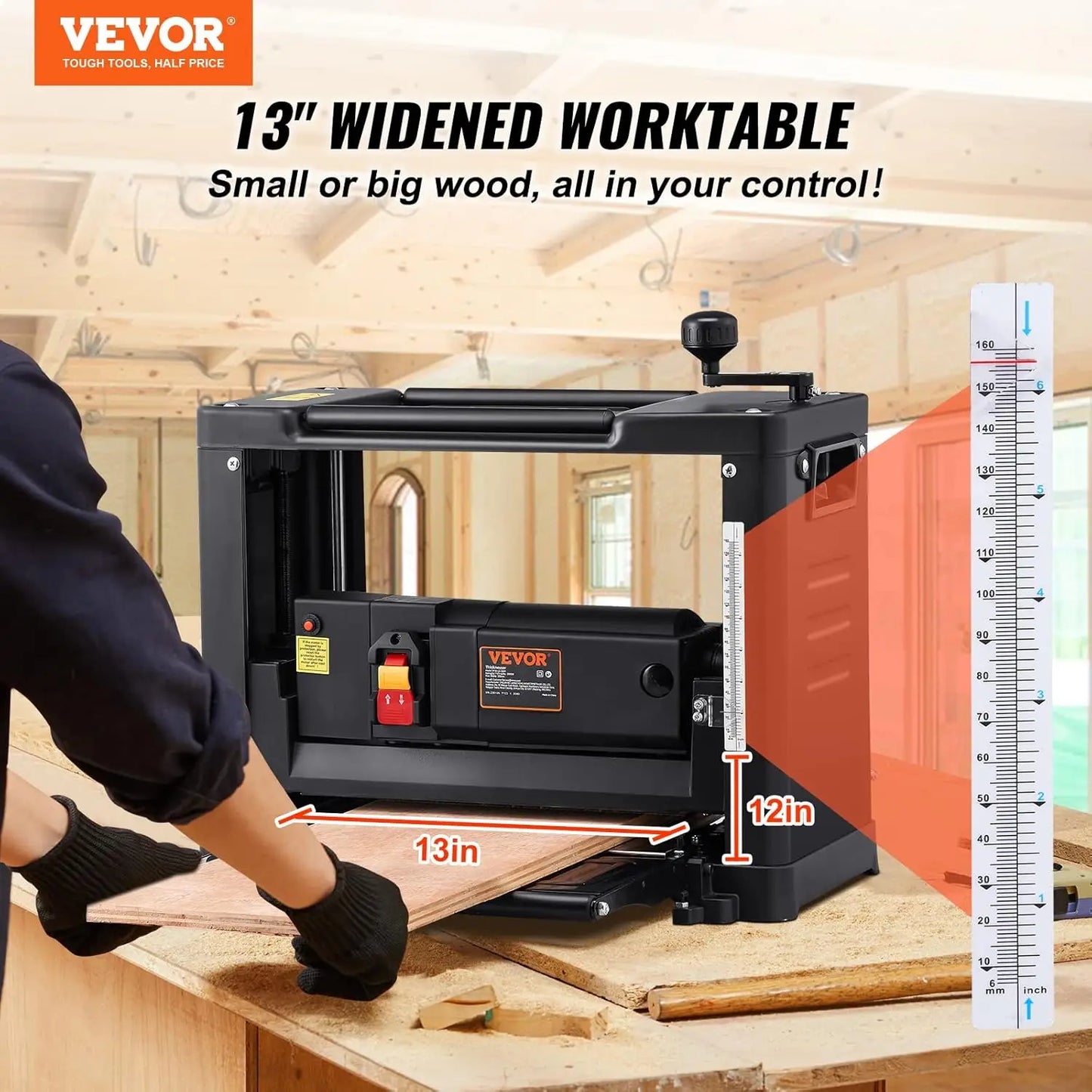 XMSJ Thickness Planer Benchtop With Two Blade Motor