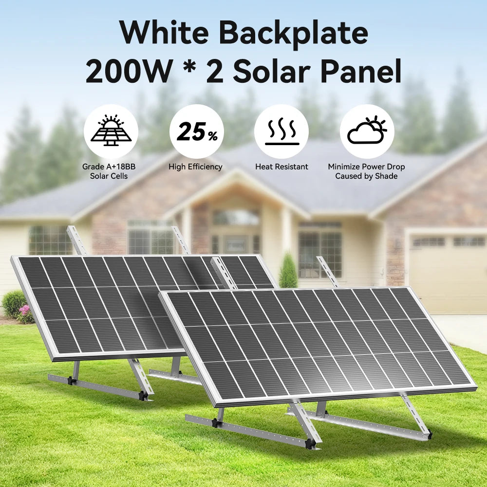 Rvpozwer 400W 12V Monocrystalline Solar Panel Off Grid