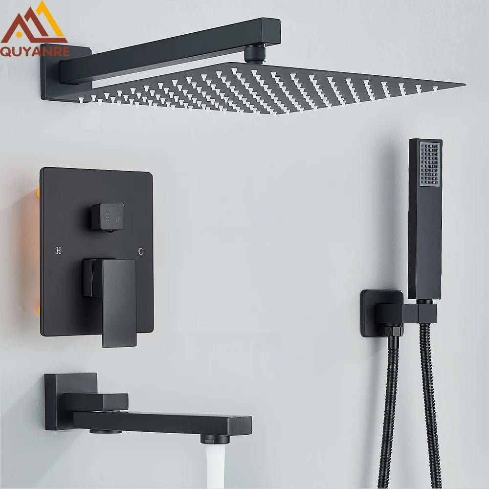 Quyanre Concealed InWall Digital Shower Faucet System With Tub Spout
