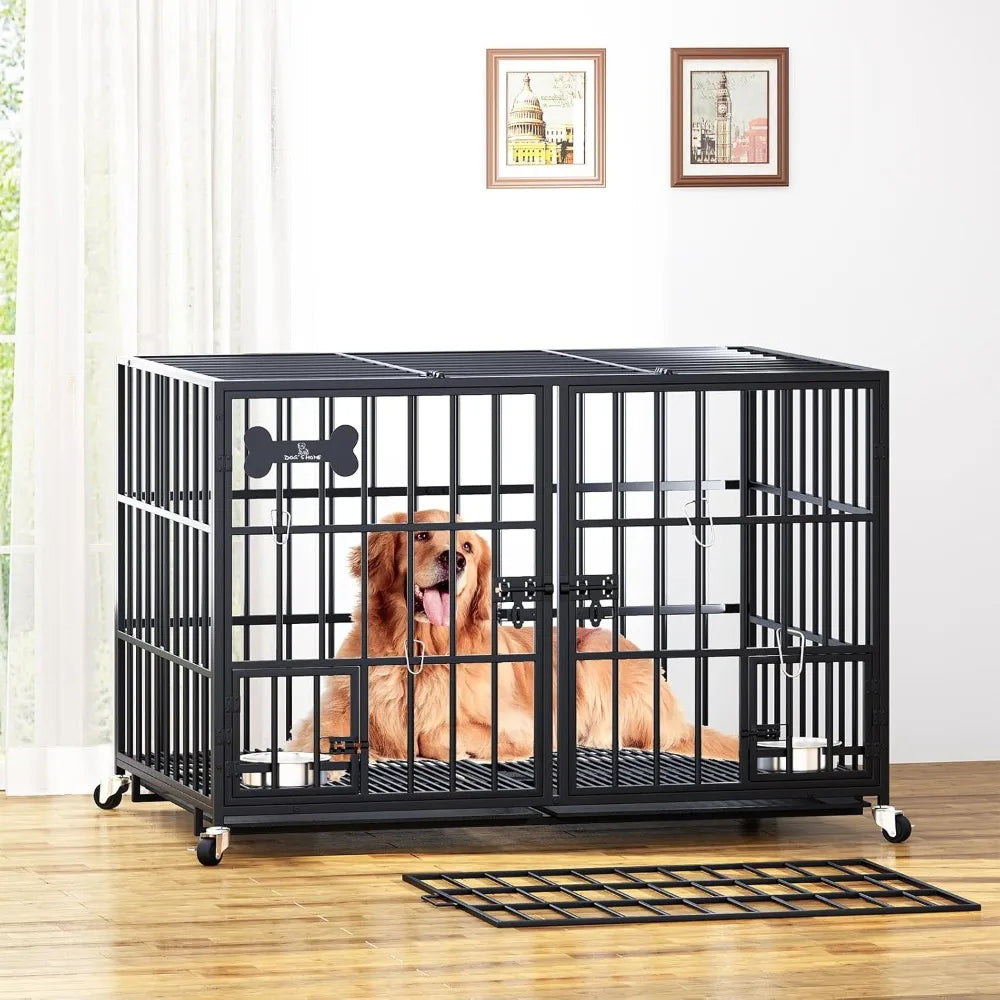 IndustrialStrength SuperHeavy Duty Metal Dog Crate Indoor Kennel Durable OpenTop
