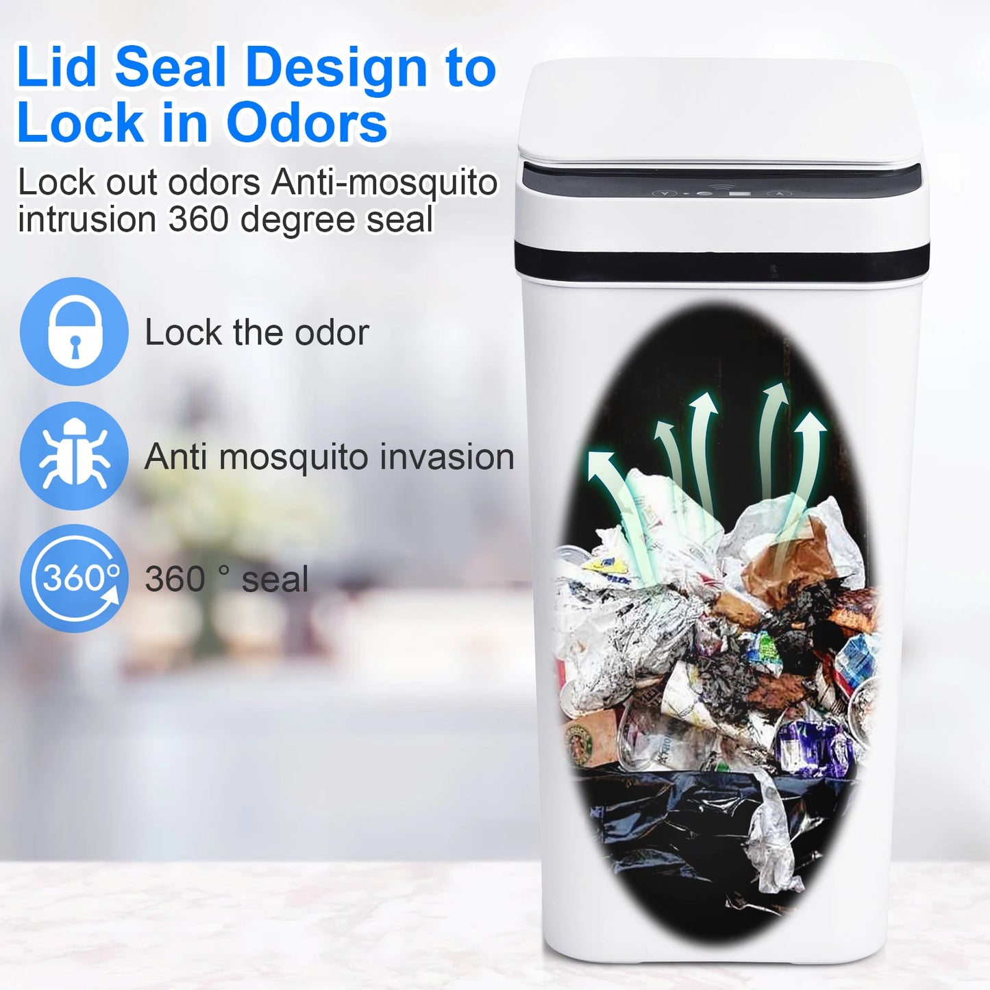 NONECN 2 Pack 12L Touchless Motion Sensor Trash Cans With Lid