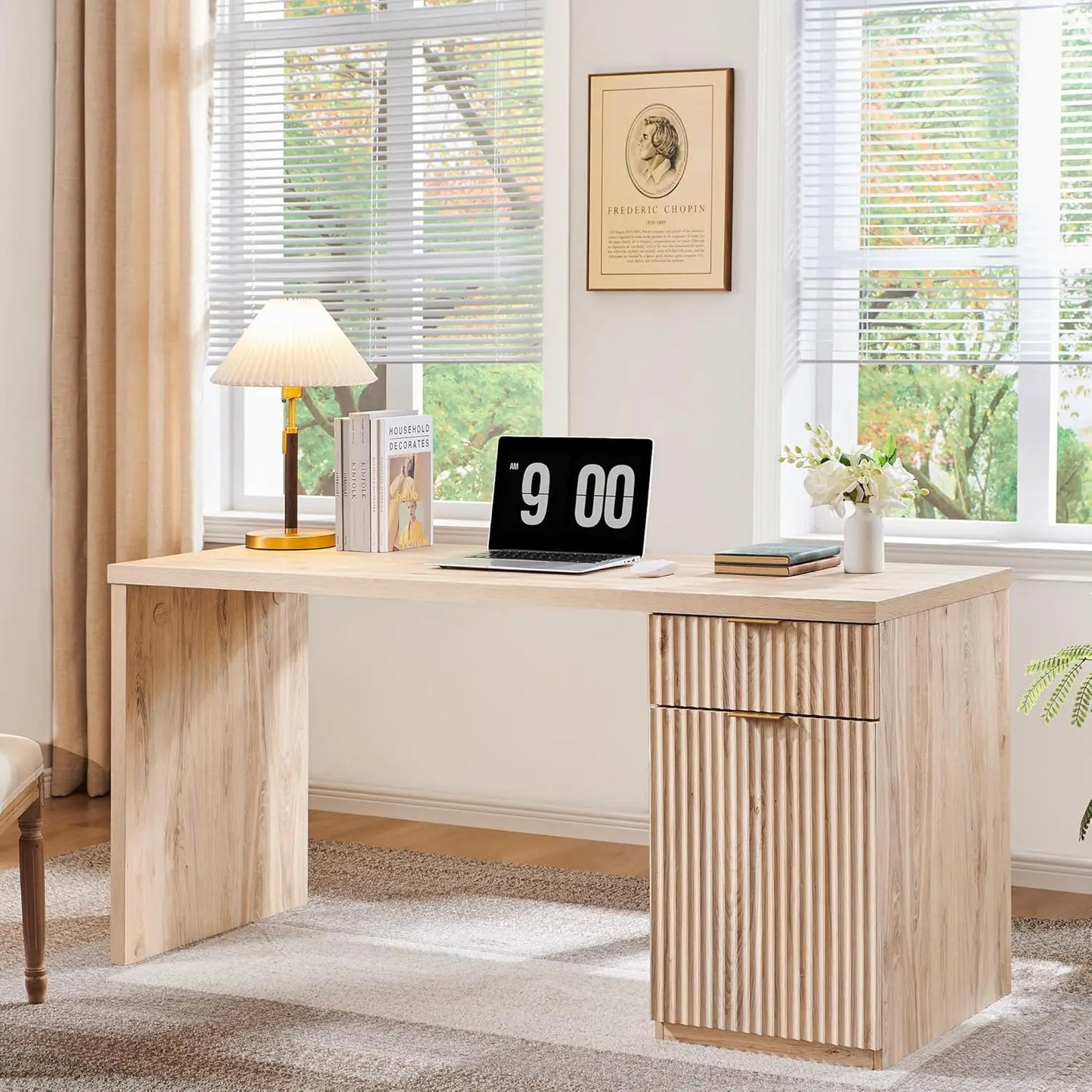 XMSJH Modern Executive Desk With Storage And Drawers