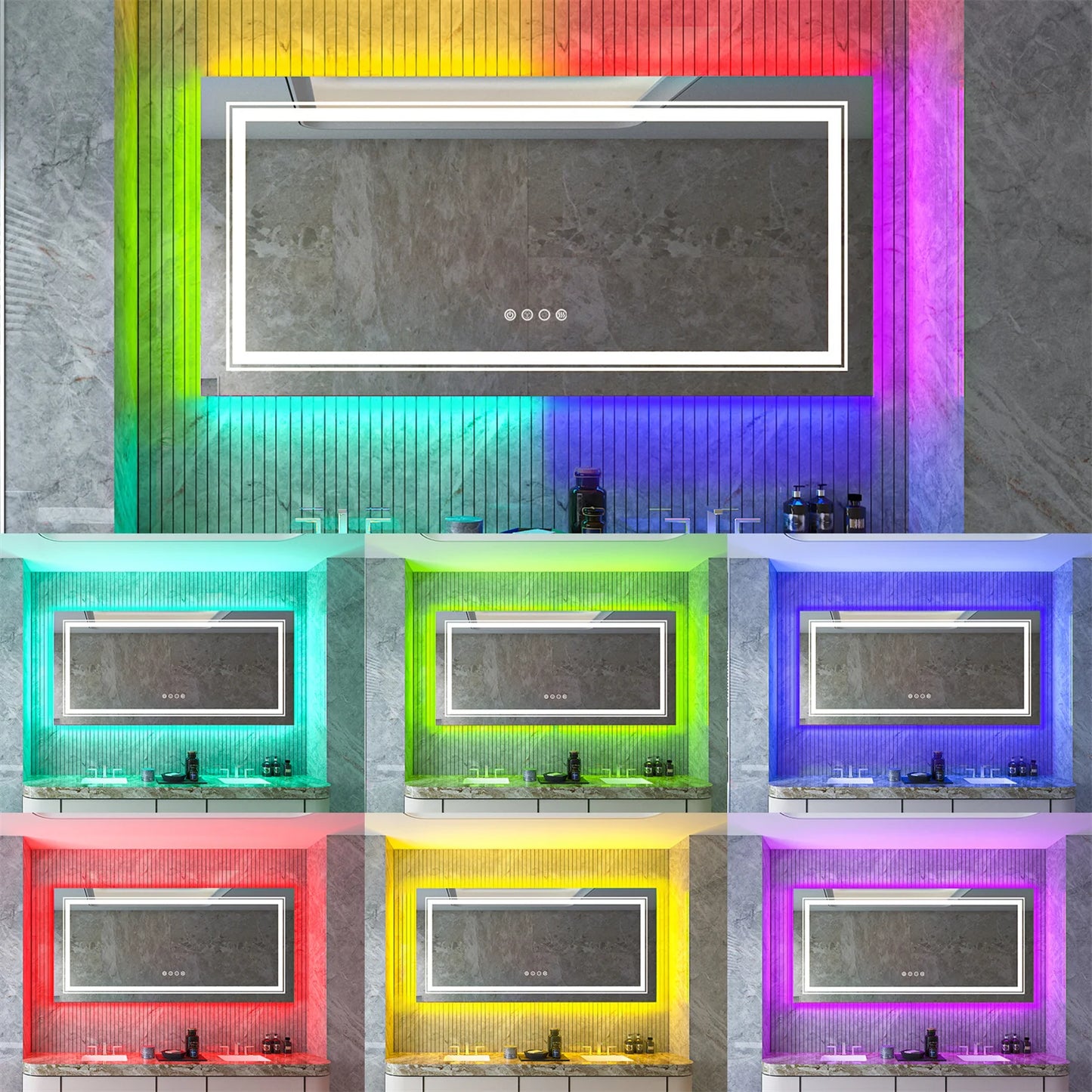 Wisfor LED Vanity Mirror RGB Backlit Dimmable Anti Fog