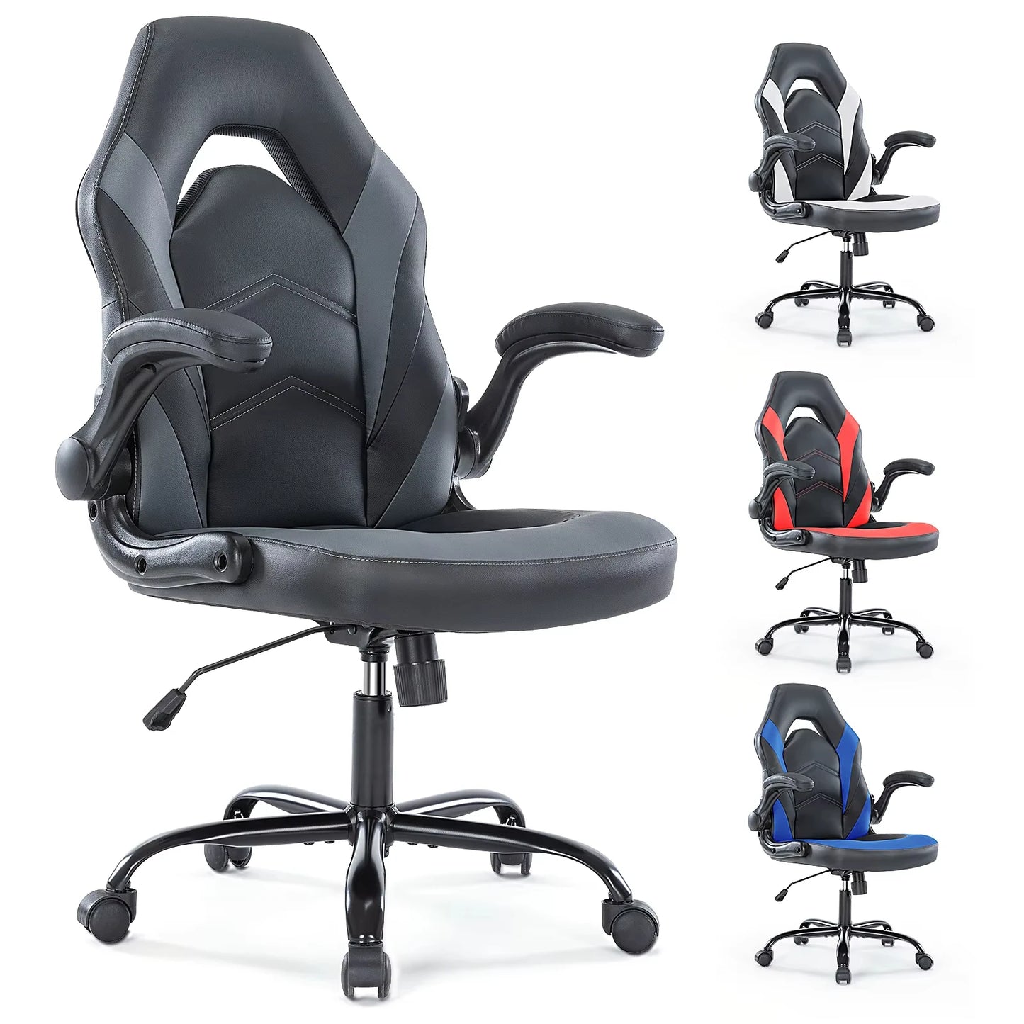 JHK Ergonomic PU Leather Racing Desk Chair With Armrests