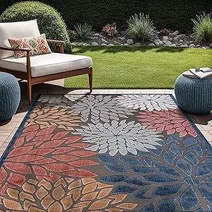 XMSJHignconcerned Outdoor Rug Modern Floral Tropical Patio