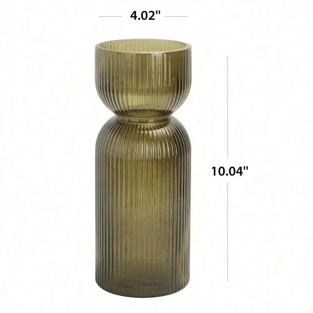 Hign-Concerned Translucent Ribbed Glass Tabletop Vase