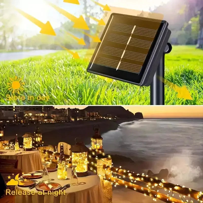 IRILUCN Solar LED String Lights Outdoor Garland Lamp
