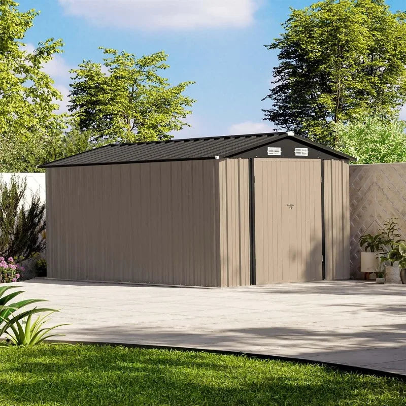 Outdoor Steel Storage Shed With Lockable Doors For Tools