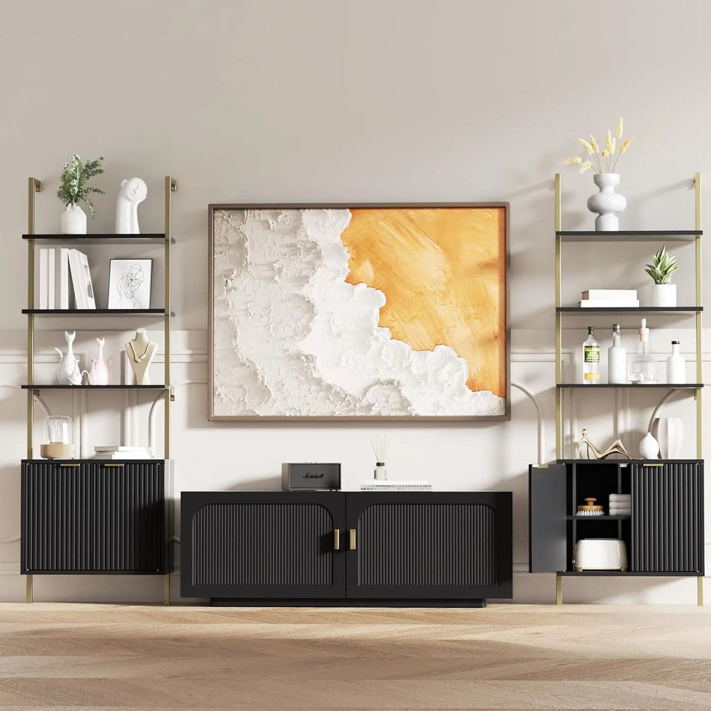 General Ladder Shelf With Cabinets Set Of 2 Wall Mount