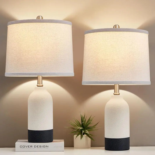 Ceramic Table Lamp Set of 2 Adjustable Color Temperature Lamps