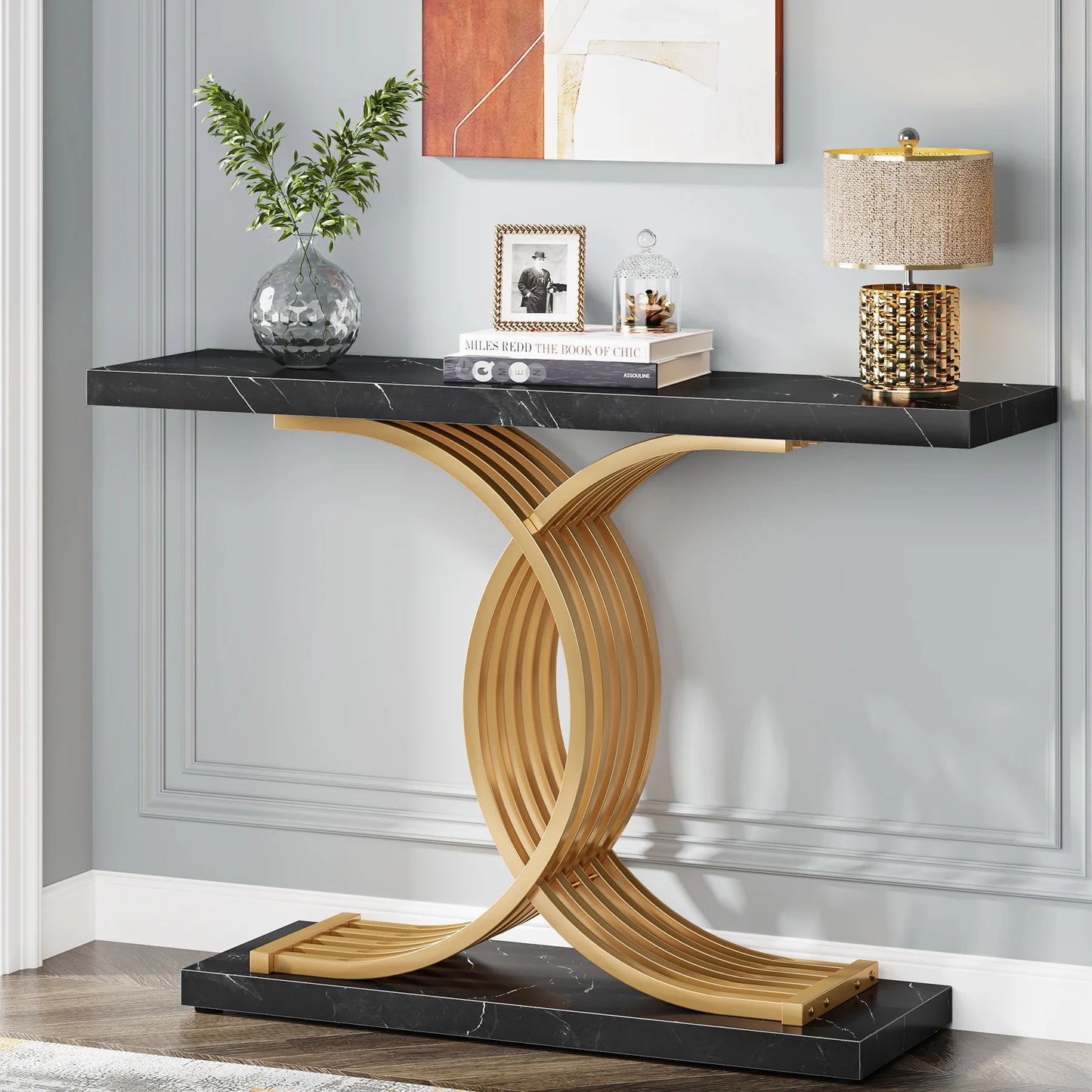 Tribesigns Modern Entryway Console Table With Geometric Metal Legs