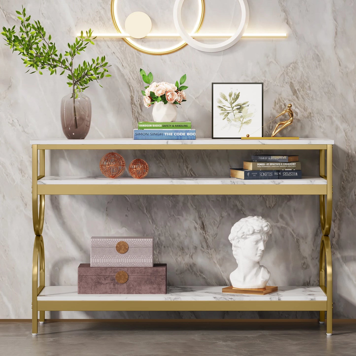 Tribesigns 3-Tier Console Table Open Storage Shelves Narrow Hallway