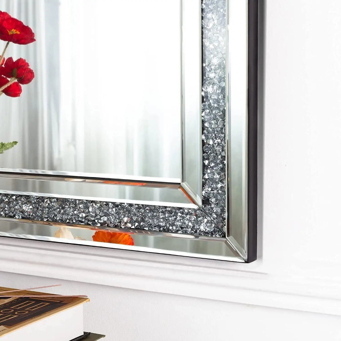 BORWARTH Rectangular Venetian Wall Mirror Crystal Edge