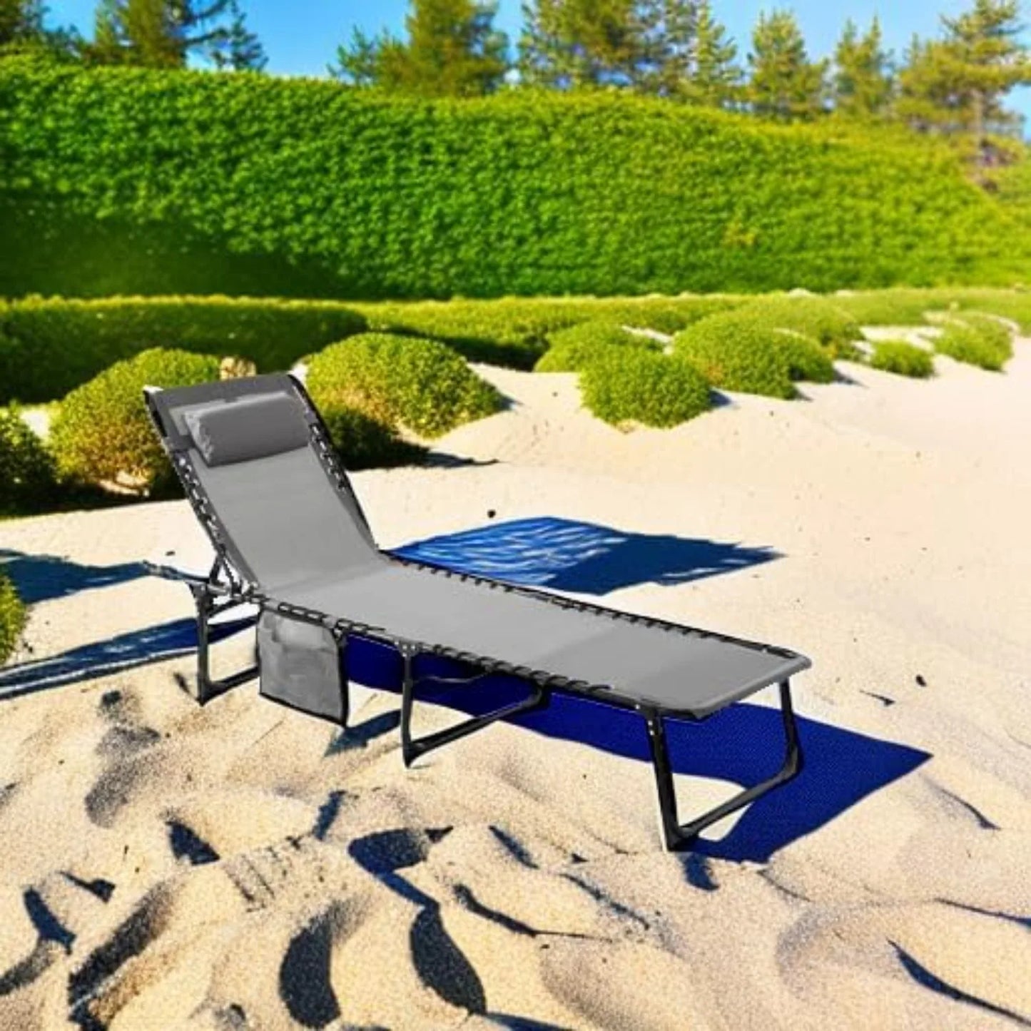 Hign-concerned 4-Fold Patio Chaise Lounge Chair Outdoor Recliner