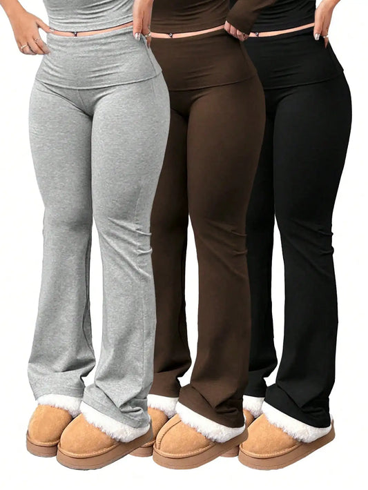 SDNGEDCN Womens High Waist Flared Yoga Pants Trio Pack