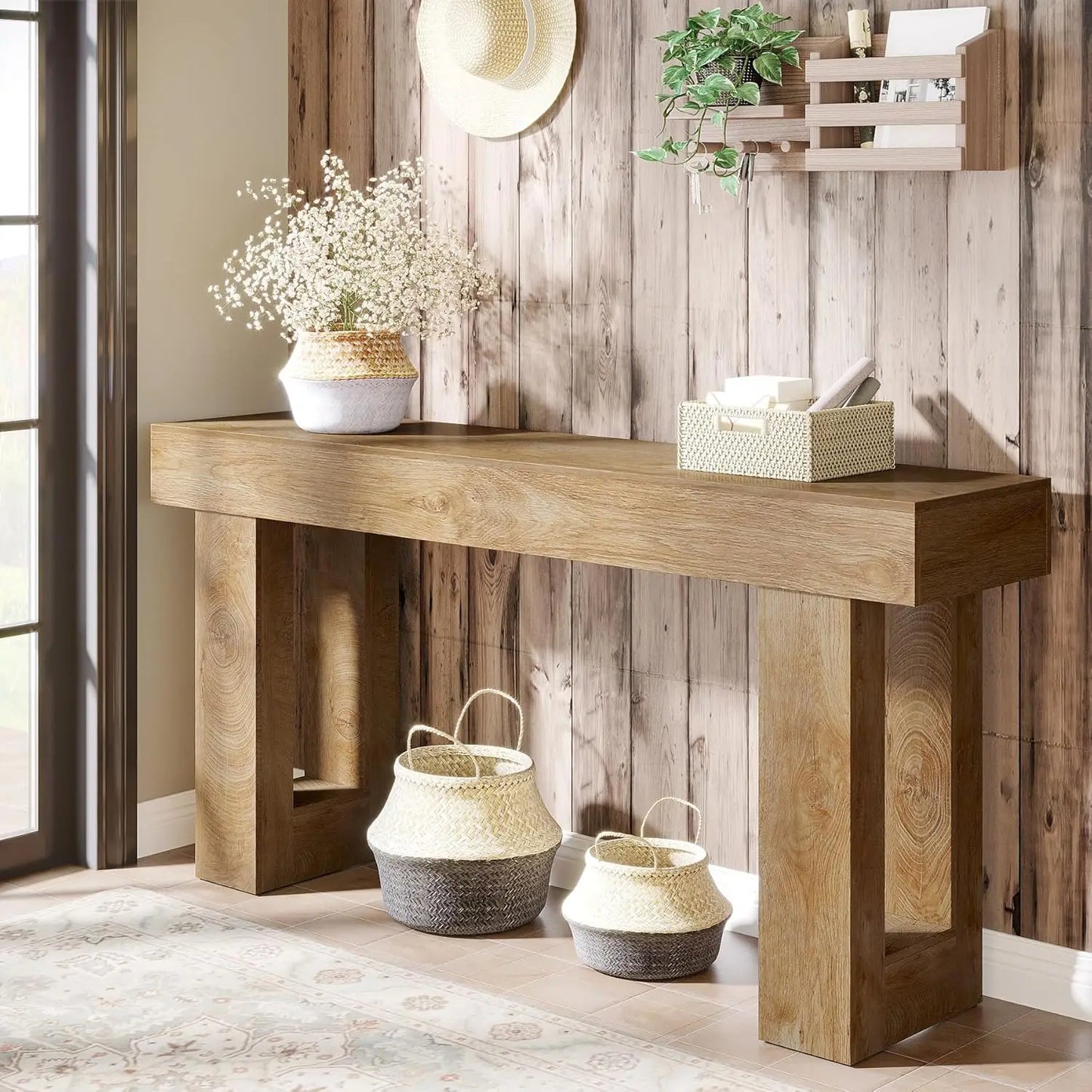 Little Tree Farmhouse Console Table for Hallway and Living Room