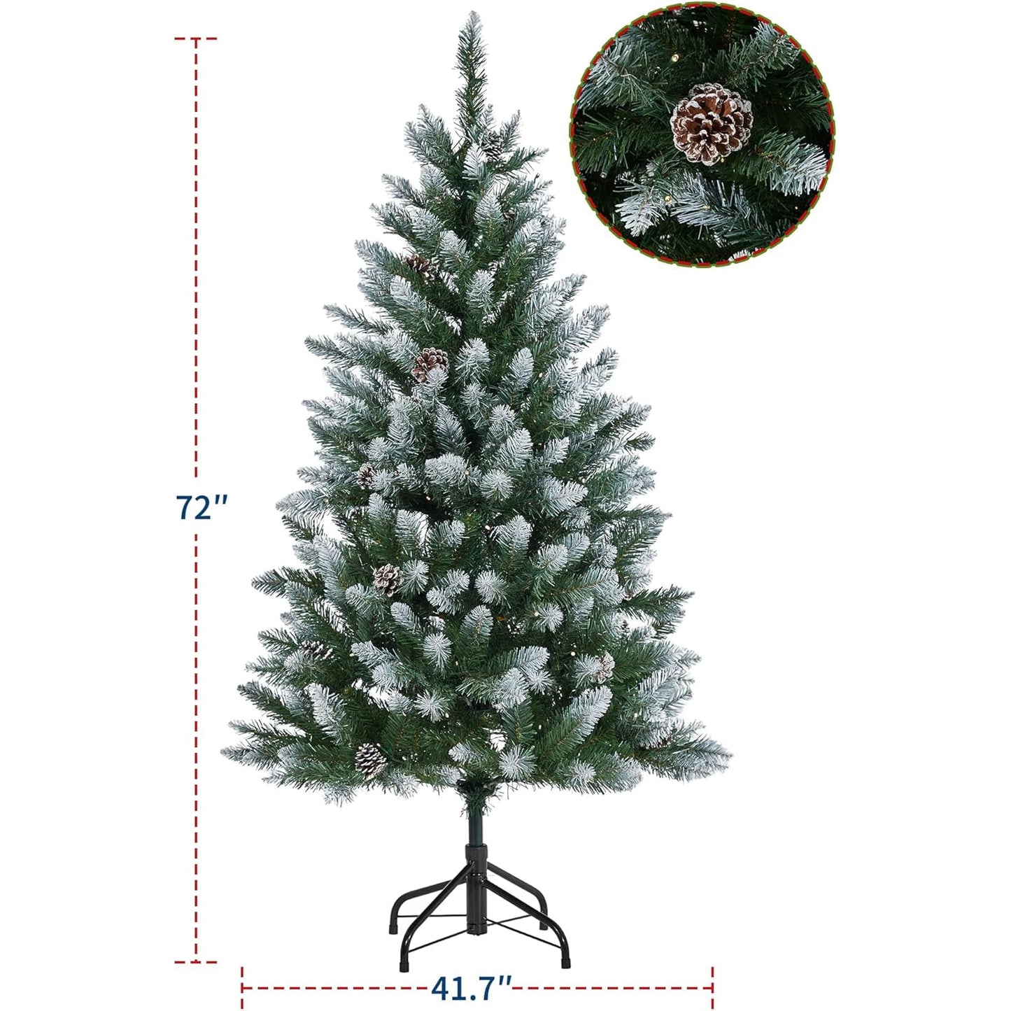 NoHign Prelit Artificial Christmas Tree With LED Lights Partially Flocked