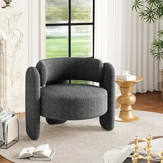 Chenille Armchair Barrel Accent Chair Mid Century Upholstered
