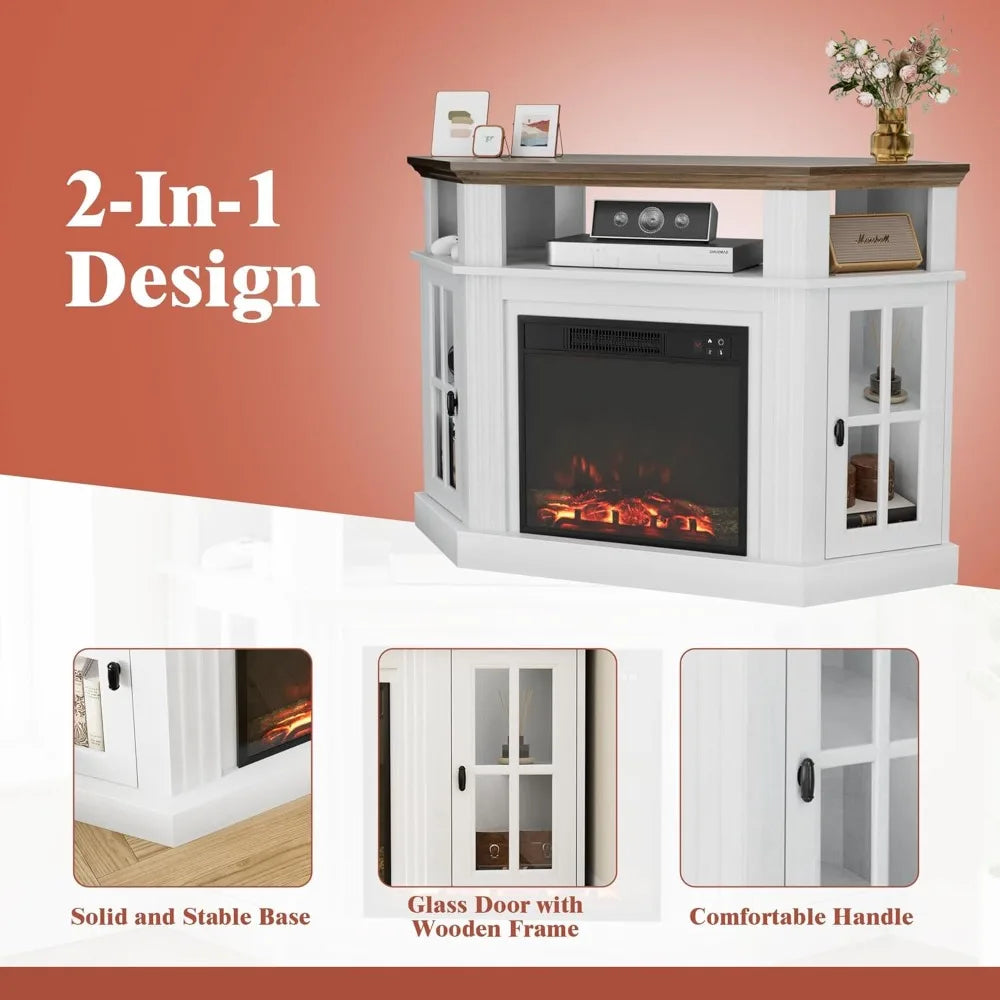Fireplace Corner TV Stand With Electric Fireplace Modern Console