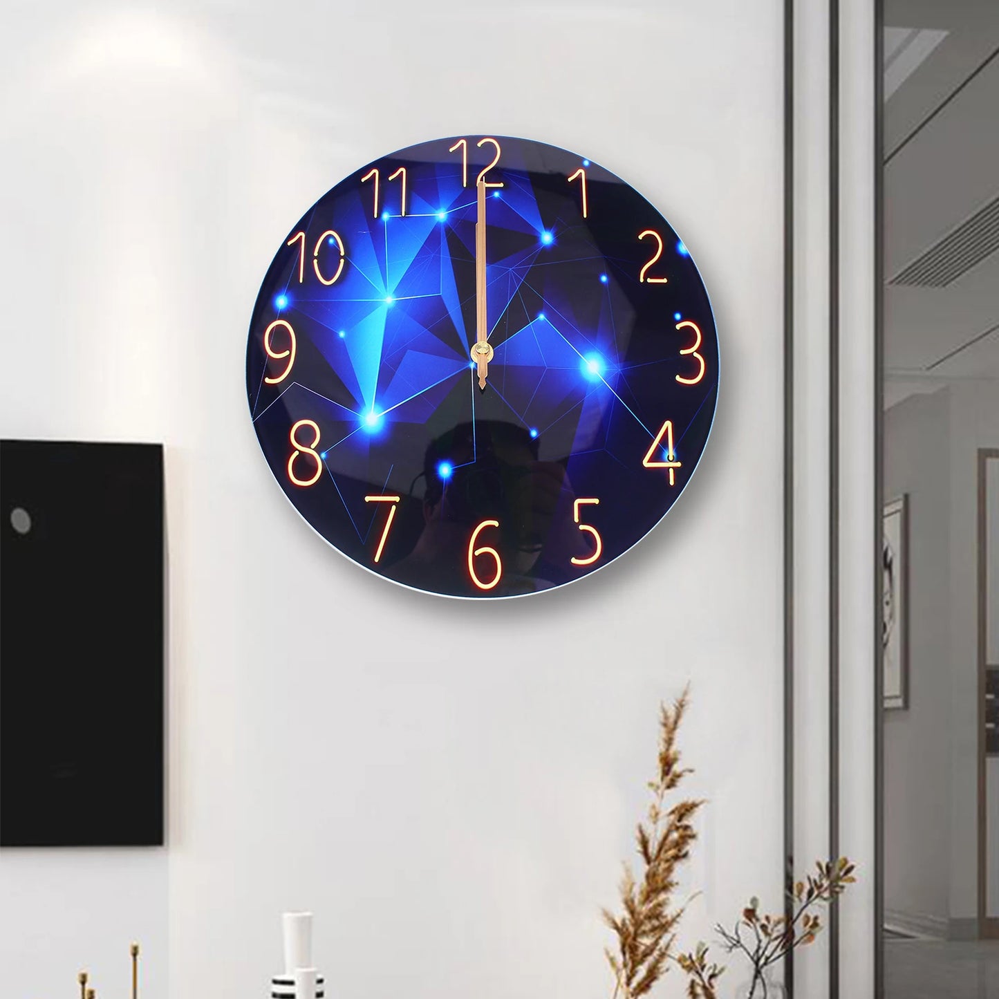 Hign-concerned Diamond Round Wall Clock Modern Interior