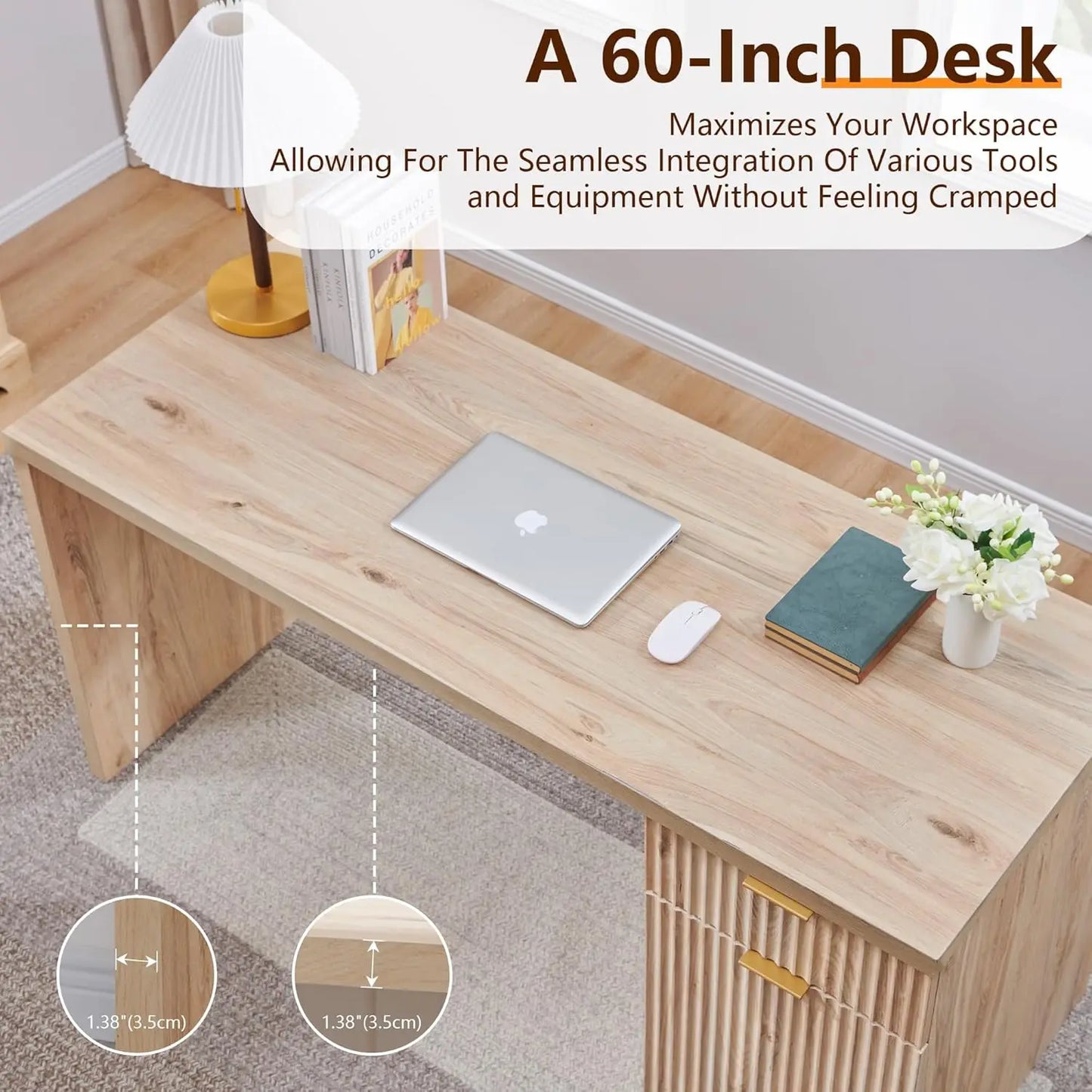 XMSJH Modern Executive Desk With Storage And Drawers