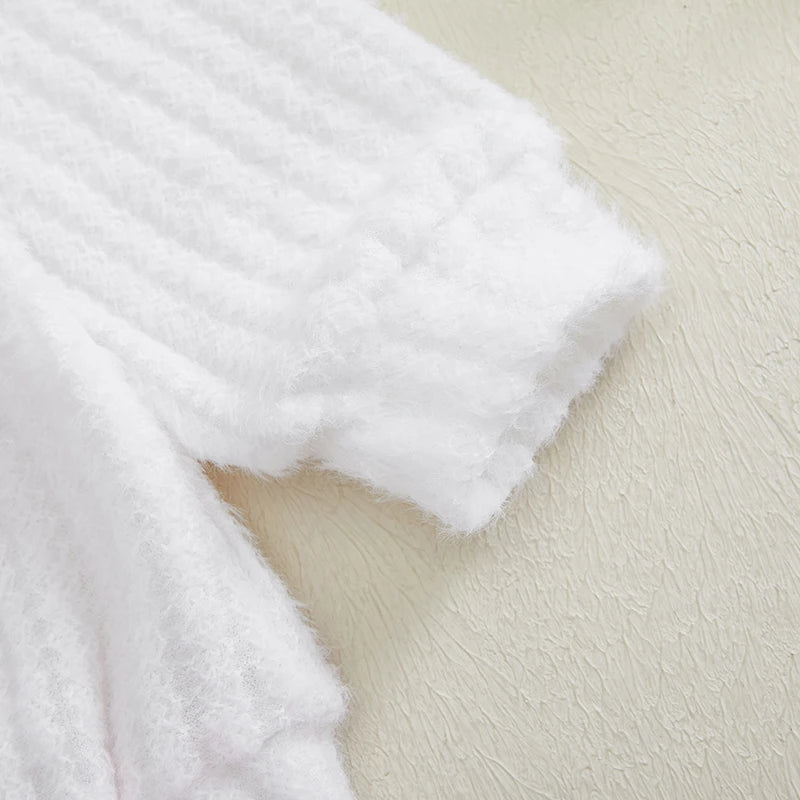 Cute Baby Girl 2 Piece Winter Knitwear Set With Bow