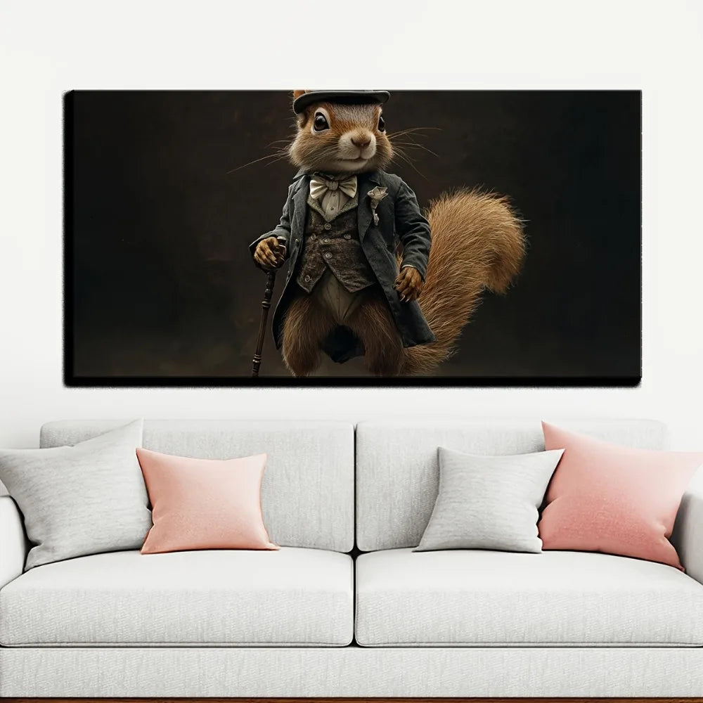 Hign Concerned Steampunk Squirrel Wall Canvas Poster Decor