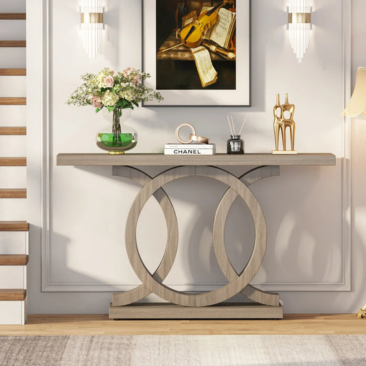 Tribesigns Modern Farmhouse Console Table With Geometric Base For Hallway