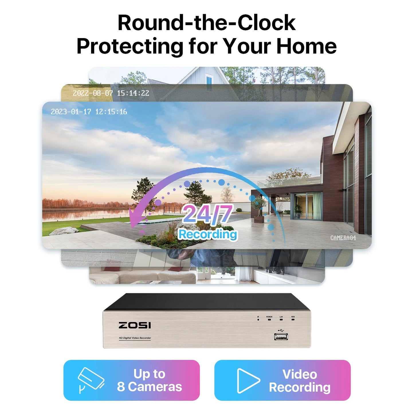 ZOSI 8 Channel Wired Security Camera System 1080P DVR Kit