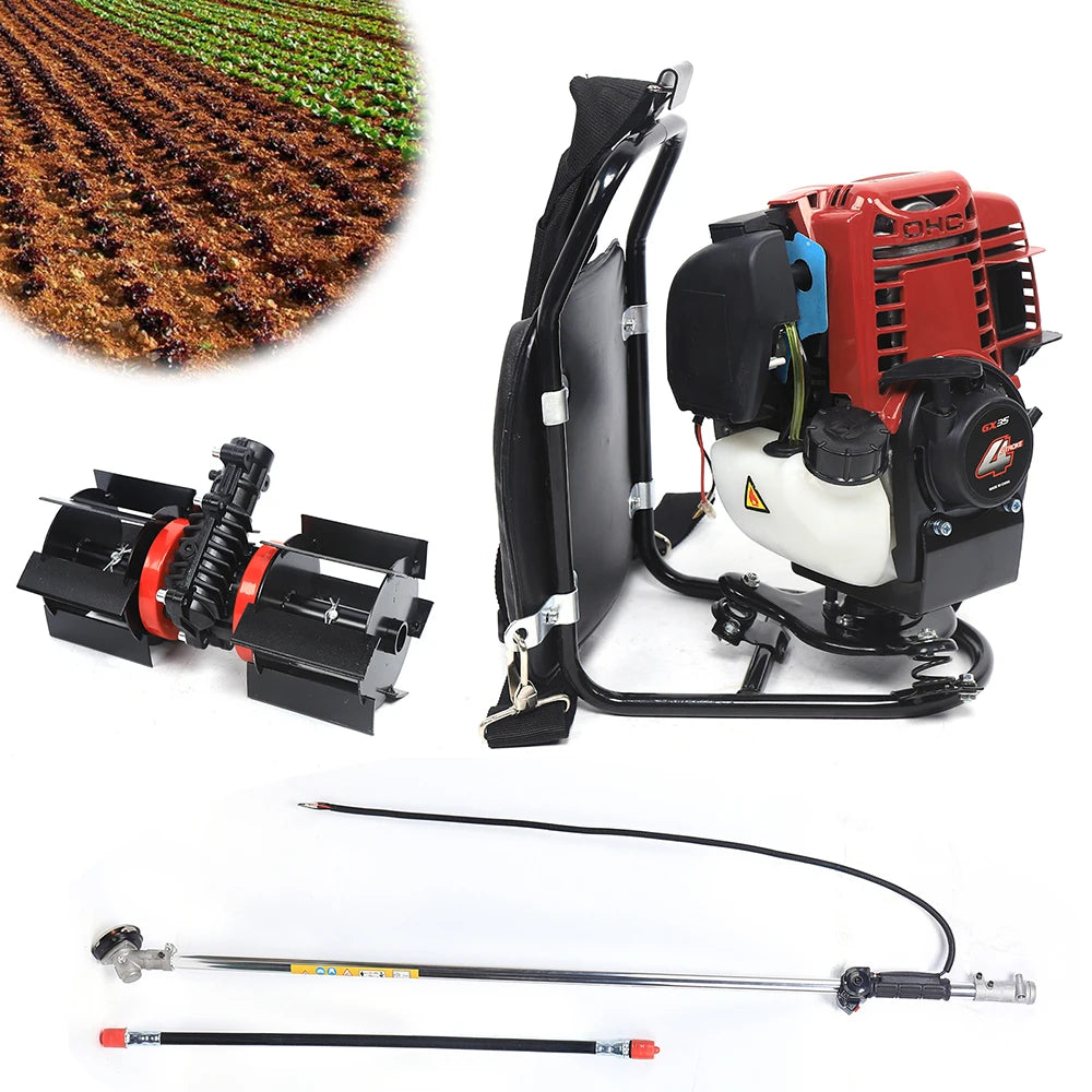 Hignconcerned Four Stroke Cultivator Tiller Backpack Mower