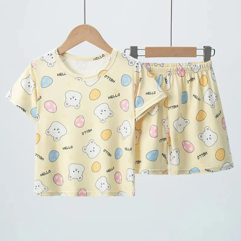 Unisex Elephant Print Two Piece Summer Set For Kids