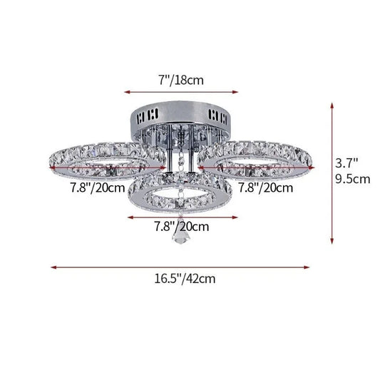 GreeLustr K9 Crystal Chandelier Three Ring Stainless Steel