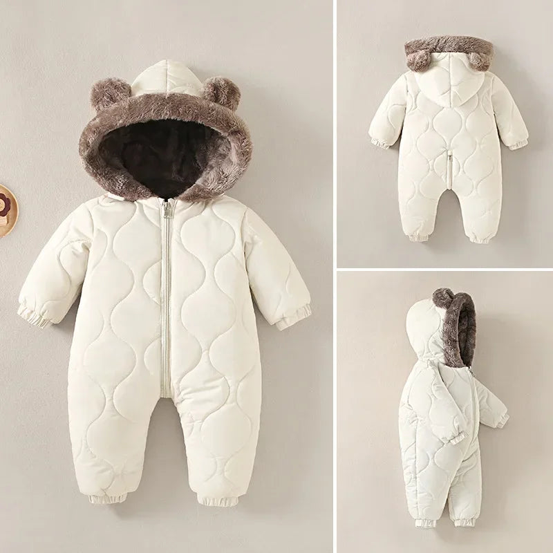 Toddler Boy Hooded Fleece Velvet Snowsuit Autumn Winter Warmth