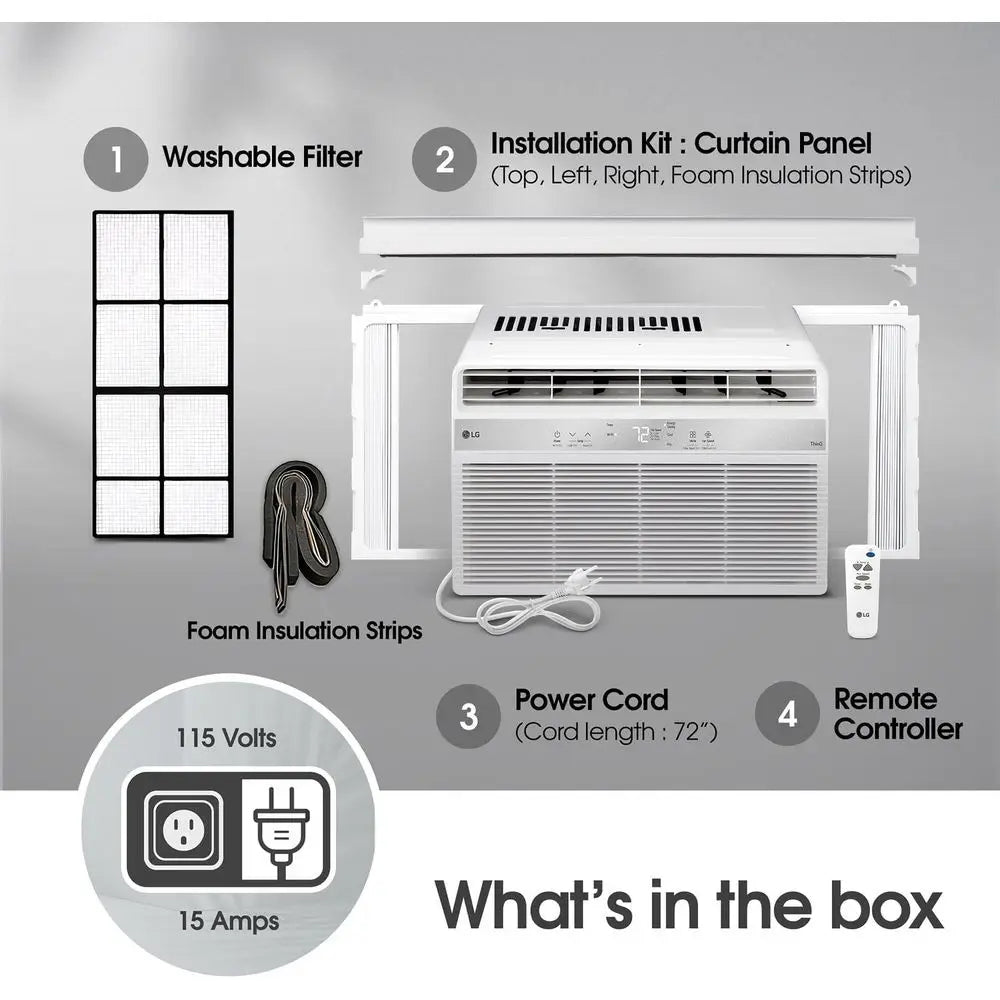 Window Air Conditioner 115V Remote Control 3 Speed Auto Restart