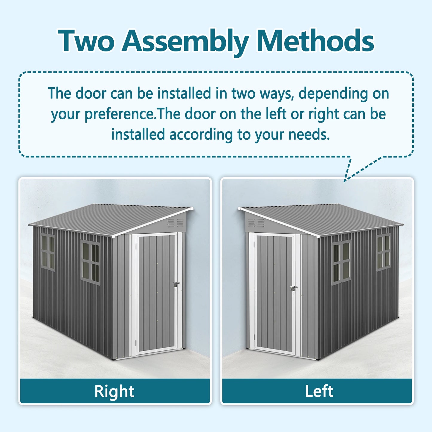LZBEITEM Galvanized Steel Outdoor Shed Weatherproof Lockable Storage