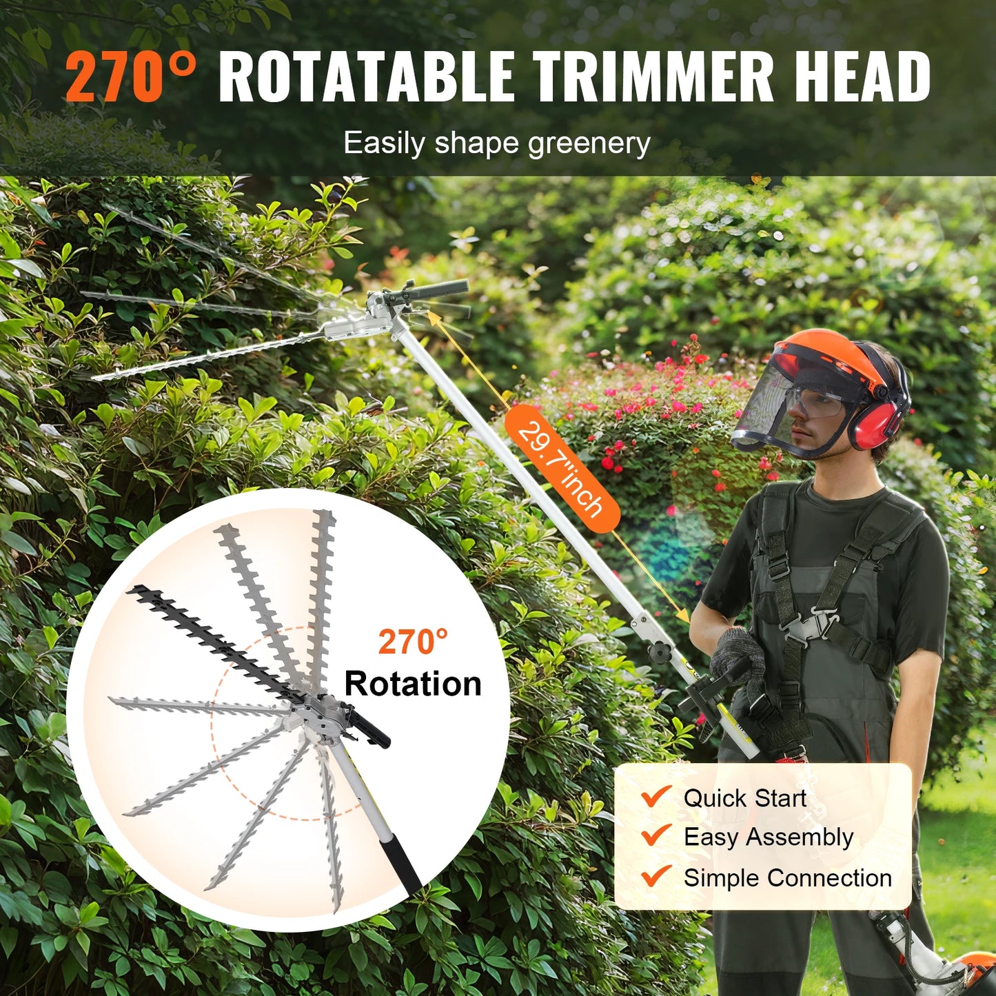 SucceBuy 52cc Six In One Gas Hedge Trimmer Weed Eater Edger
