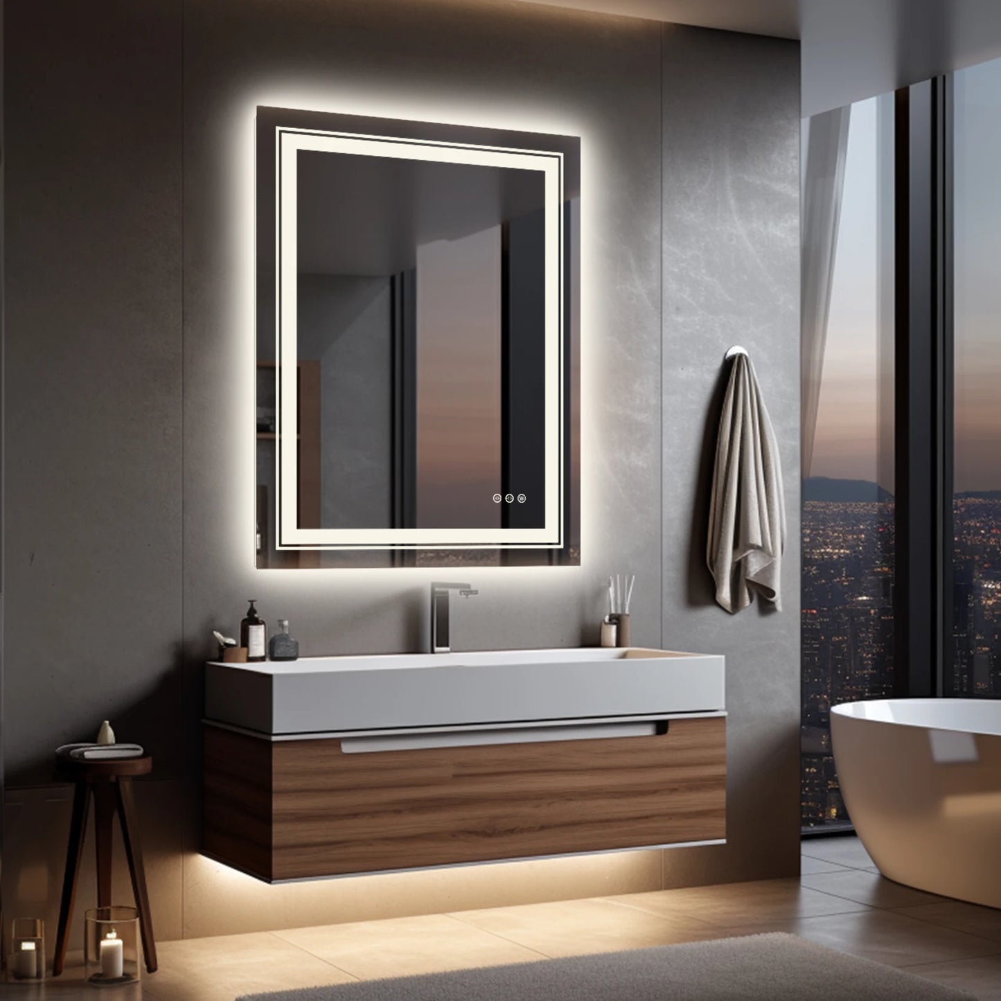 Wisfor Led Backlit Bathroom Mirror Front Light Anti Fog