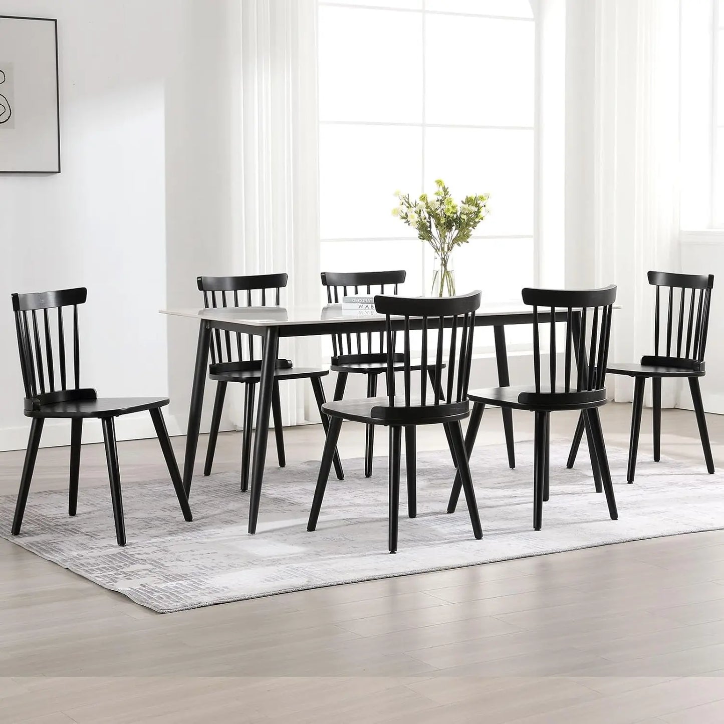 XMSJ Windsor Farmhouse Dining Chair Set Spindle Back