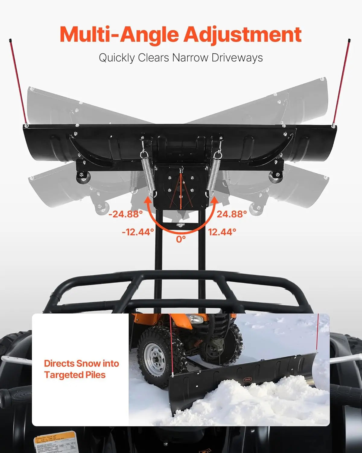 Snow Plow Blade Universal Adjustable Kit For UTV ATV Mount