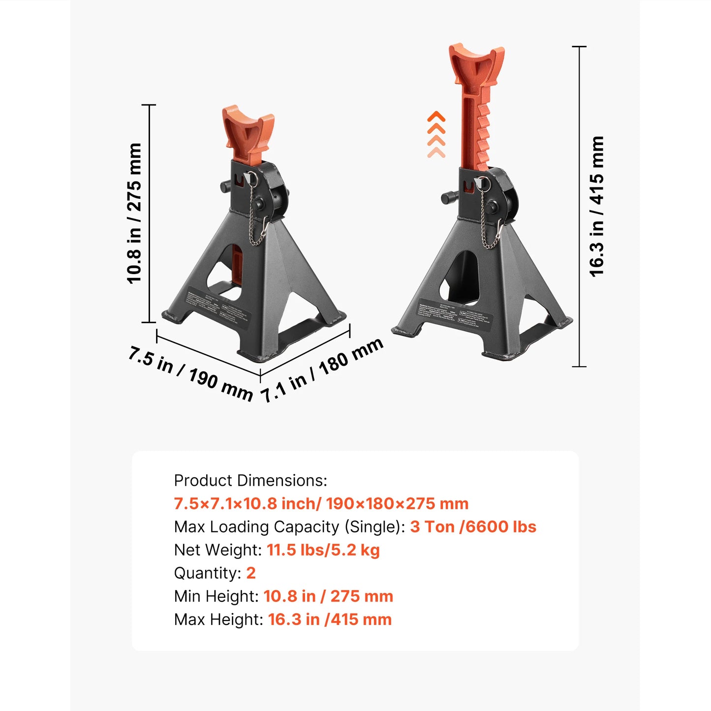 SucceBuy 3 Ton 6 Ton Heavy Duty Jack Stands Locking