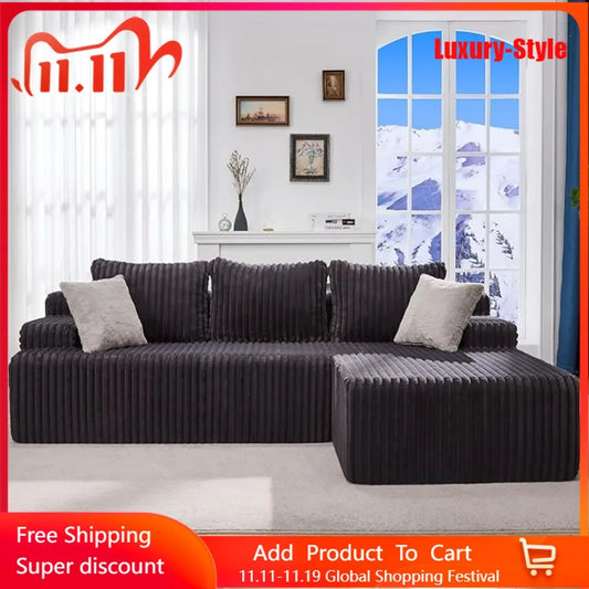 HUANZHUANG Modular L Shaped 3 Seat Sectional Sofa With Memory Foam Storage