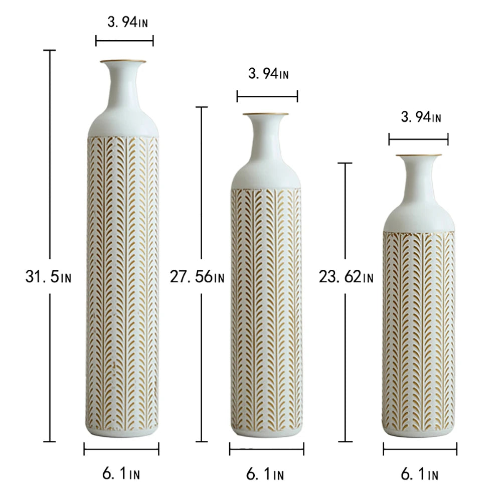Twister.CK Floor Vase Trio Metal Decor Standing Vases