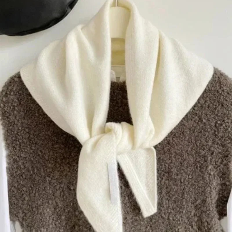 Xizou British Korean Style Wool Knitted Triangular Scarf